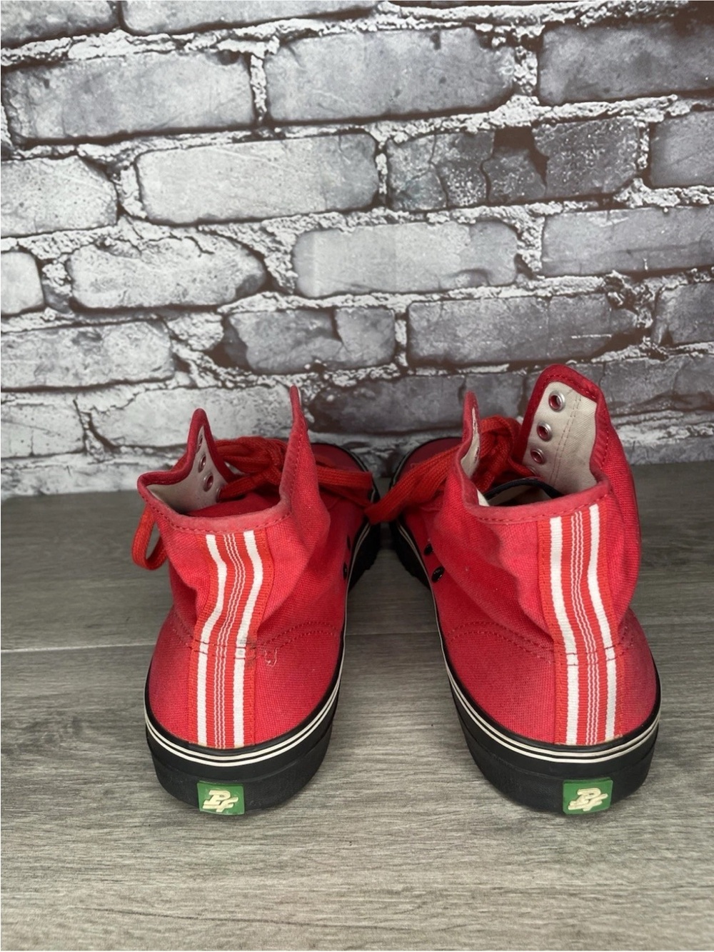 PF Flyers Red Canvas Fabric Lace Up High Top Sneakers Shoes Men Sz 11 US/45EU - Picture 6 of 12